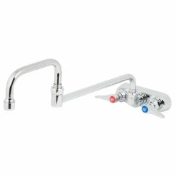T&S Brass And Bronze Works T&S B-1136-CR Wall Mounted Workboard Faucet With 4" Centers, 18" Double-Jointed Swing Spout, 2.2 GPM Aerator, Cerama Cartridges, And Lever Handles