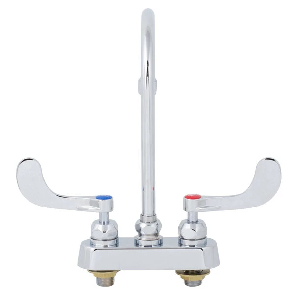 T&S Brass And Bronze Works T&S B-1141-04-CR Deck Mounted Workboard Faucet With 4" Centers, 5 3/4" Gooseneck Spout, 2.2 GPM Aerator, Cerama Cartridges, And Wrist Handles - Image 5