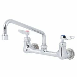 T&S Brass And Bronze Works T&S B-2342-VF22-CR Wall Mounted Faucet With 8" Adjustable Centers, 10" Swing Spout, 2.2 GPM Aerator, Cerama Cartridges, And Lever Handles