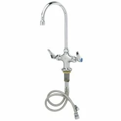 T&S Brass And Bronze Works T&S B-0301-01-QT-VR Deck Mounted Pantry Faucet With Flex Inlets, 5 3/4" Gooseneck Spout, 2.2 GPM Aerator, Eterna Cartridges, And Lever Handles