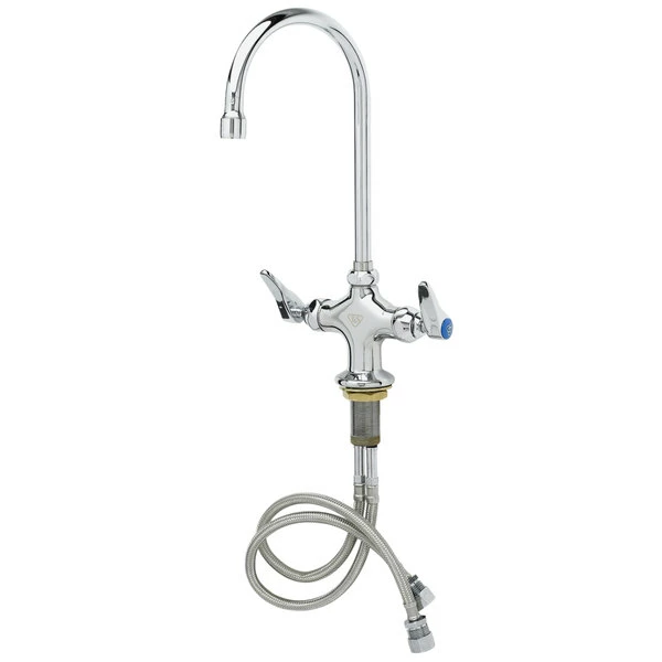 T&S Brass And Bronze Works T&S B-0301-01-QT-VR Deck Mounted Pantry Faucet With Flex Inlets, 5 3/4" Gooseneck Spout, 2.2 GPM Aerator, Eterna Cartridges, And Lever Handles