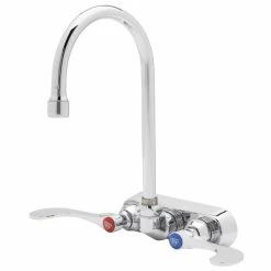 T&S Brass And Bronze Works T&S B-1146-04-WS Wall Mounted Workboard Faucet With 4" Centers, 5 3/4" Gooseneck Spout, 1.5 GPM Aerator, Eterna Cartridges, And Wrist Handles