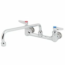 T&S Brass And Bronze Works T&S B-2299-VF22-CR Wall Mounted Faucet With 8" Adjustable Centers, 14" Swing Spout, 2.2 GPM Aerator, Cerama Cartridges, And Lever Handles