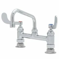 T&S Brass And Bronze Works T&S B-0221-CR4-L22 Deck Mounted Pantry Faucet With 8" Adjustable Centers, 12" Swing Spout, 2.2 GPM Laminar Device, Cerama Cartridges, And Wrist Handles