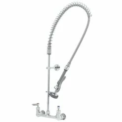 T&S Brass And Bronze Works T&S B-0133-CR-B-SWV EasyInstall Wall Mounted Pre-Rinse Faucet With 8" Centers, 1.15 GPM Spray Valve, Cerama Cartridges, And Lever Handles