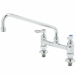 T&S Brass And Bronze Works T&S B-0222-EE Deck Mounted Faucet With 6" Swing Nozzle, 8" Centers, 18.39 GPM Stream Regulator Outlet, Eterna Cartridges, And Lever Handles