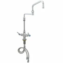 T&S Brass And Bronze Works T&S B-0268-02 Deck Mounted Single Hole Pantry Faucet With Flex Inlets, 18" Double Jointed Swing Nozzle, Eterna Cartridges, And 7 5/8" Extension
