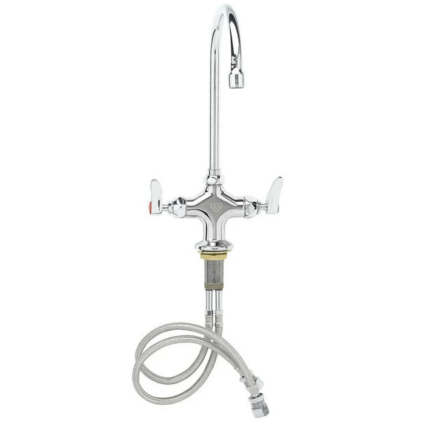 T&S Brass And Bronze Works T&S B-0301-01 Deck Mounted Single Hole Pantry Faucet With Flex Inlets, 5 11/16" Swivel Gooseneck Nozzle, Eterna Cartridges, And Conversion Washer - Image 2