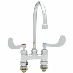 T&S Brass And Bronze Works T&S B-0325-CC-CR Deck Mount Faucet With 4" Centers And Cerama Cartridges - 5 11/16" Gooseneck Spout