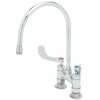 T&S Brass And Bronze Works T&S B-0328 Deck Mounted Faucet With 5 9/16" Gooseneck Nozzle, 4" Adjustable Centers, 2.2 GPM Aerator, Eterna Cartridges, And Wrist Handles
