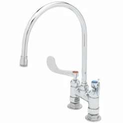 T&S Brass And Bronze Works T&S B-0328 Deck Mounted Faucet With 5 9/16" Gooseneck Nozzle, 4" Adjustable Centers, 2.2 GPM Aerator, Eterna Cartridges, And Wrist Handles