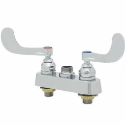 T&S Brass And Bronze Works T&S B-1110-LN-WH4 Deck Mount Workboard Faucet Base With 4" Centers, 4" Wrist Action Handles, And Tailpieces