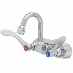 T&S Brass And Bronze Works T&S B-1115-131X-WH4 Wall Mount Workboard Faucet With 4" Centers, 2 15/16" Gooseneck Spout And 4" Wrist Action Handles
