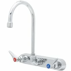 T&S Brass And Bronze Works T&S B-1147 Wall Mounted Workboard Faucet With 8" Centers - 5 3/4" Swivel Gooseneck Spout