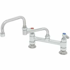 T&S Brass And Bronze Works T&S B-0247 Deck Mounted Faucet With 12" Double Jointed Swing Nozzle, 8" Adjustable Centers, 19.5 GPM Stream Regulator Outlet, Eterna Cartridges, And Lever Handles