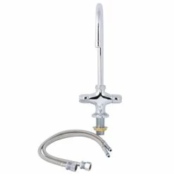 T&S Brass And Bronze Works Equip By T&S 5F-2SLF05 Deck Mounted Faucet With 5 9/16" Gooseneck Spout, Flex Inlets, Laminar Flow Device, And Lever Handles