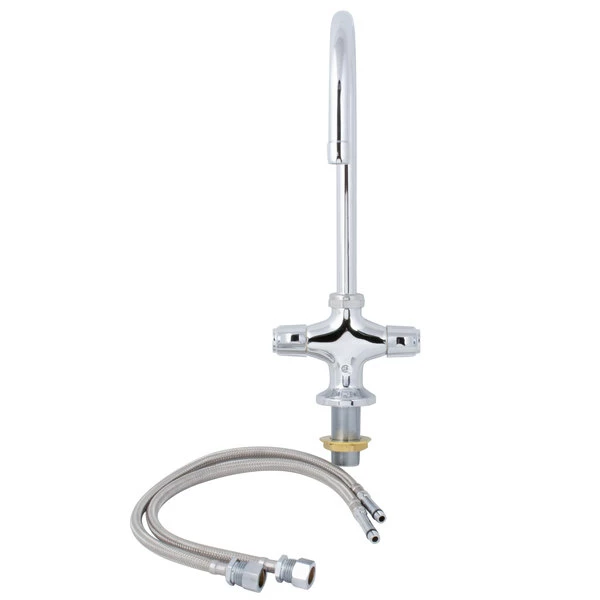 T&S Brass And Bronze Works Equip By T&S 5F-2SLF05 Deck Mounted Faucet With 5 9/16" Gooseneck Spout, Flex Inlets, Laminar Flow Device, And Lever Handles