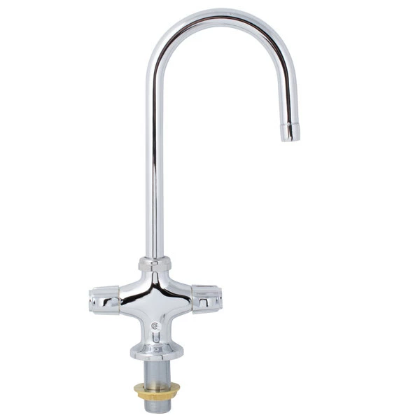 T&S Brass And Bronze Works Equip By T&S 5F-2SLF05 Deck Mounted Faucet With 5 9/16" Gooseneck Spout, Flex Inlets, Laminar Flow Device, And Lever Handles - Image 3