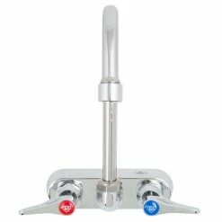 T&S Brass And Bronze Works T&S B-1146-2-V12-CR Wall Mounted Workboard Faucet With 4" Centers, 4 3/8" Gooseneck Spout, 1.2 GPM Aerator, Cerama Cartridges, And Lever Handles
