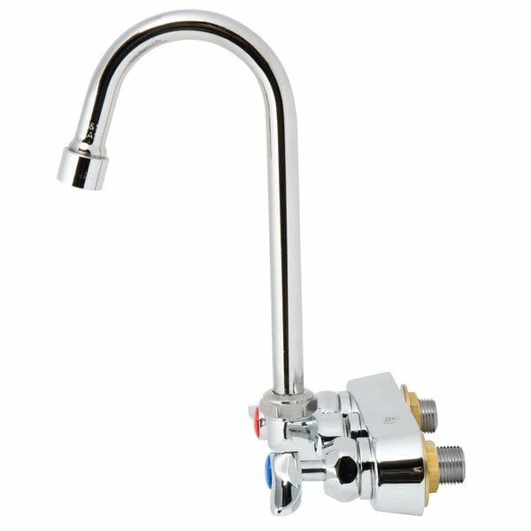 T&S Brass And Bronze Works T&S B-1146-2-V12-CR Wall Mounted Workboard Faucet With 4" Centers, 4 3/8" Gooseneck Spout, 1.2 GPM Aerator, Cerama Cartridges, And Lever Handles - Image 4