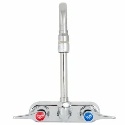 T&S Brass And Bronze Works T&S B-1115-132XN5CR Wall Mounted Workboard Faucet With 2 7/8" Gooseneck Spout, 4" Centers, .5 GPM Non-Aerated Spray Device, Cerama Cartridges, And Lever Handles