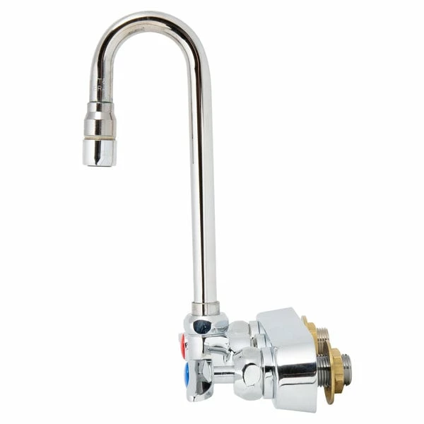 T&S Brass And Bronze Works T&S B-1115-132XN5CR Wall Mounted Workboard Faucet With 2 7/8" Gooseneck Spout, 4" Centers, .5 GPM Non-Aerated Spray Device, Cerama Cartridges, And Lever Handles - Image 3