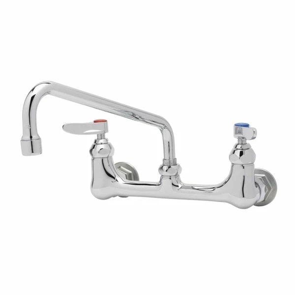T&S Brass And Bronze Works T&S B-2342 Wall Mounted Faucet With 10" Swing Spout, 23.09 GPM Stream Regulator, 8" Adjustable Centers, And Lever Handles
