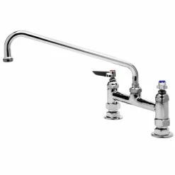 T&S Brass And Bronze Works T&S B-0221 Deck Mounted Faucet With 12" Swing Nozzle, 8" Adjustable Centers, 18.39 GPM Stream Regulator Outlet, Eterna Cartridges, And Lever Handles