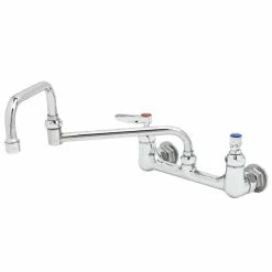 T&S Brass And Bronze Works T&S B-0267 Wall Mounted Faucet With 12" Double-Jointed Swing Spout, 4.16 GPM Stream Regulator, 8" Adjustable Centers, And Lever Handles