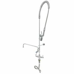 T&S Brass And Bronze Works T&S B-0113-12CRBJST EasyInstall Deck Mounted Pre-Rinse Faucet With Single Base, 1.07 GPM Spray Valve, 12" Add-On Faucet, Cerama Cartridges, And Lever Handles