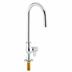 T&S Brass And Bronze Works Equip By T&S 5F-1SLX05CA Deck Mounted Faucet With 5 7/8" Gooseneck Spout, Single Inlet, 2.2 GPM Aerator, And Lever Handle