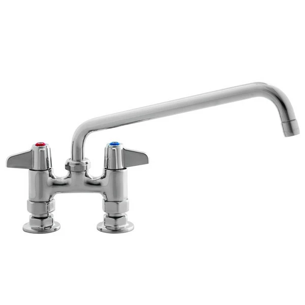 T&S Brass And Bronze Works Equip By T&S 5F-4DLS10A Deck Mounted Faucet With 4" Centers, 10 1/8" Swing Spout, 2.2 GPM Aerator, And Lever Handles