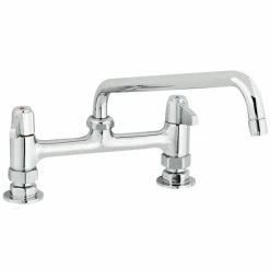 T&S Brass And Bronze Works Equip By T&S 5F-8DLS10A Deck Mounted Faucet With 8" Centers, 10 1/8" Swing Spout, 2.2 GPM Aerator, And Lever Handles