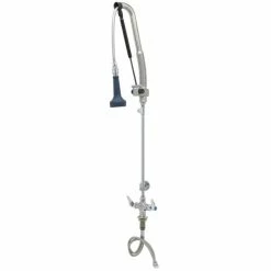 T&S Brass And Bronze Works T&S B-0113-CR-B8TP 44 13/16" High Deck Mounted DuraPull Pre-Rinse Faucet With Flex Inlets, 30" Hose, 1.07 GPM Spray Valve, Accessory Tee, And Wall Bracket