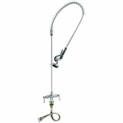 T&S Brass And Bronze Works T&S B-0113-R EasyInstall Deck Mounted 45" High Pre-Rinse Faucet With Flex Inlets And 44" Hose