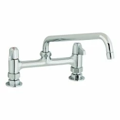 T&S Brass And Bronze Works Equip By T&S 5F-8DLS10 Deck Mount Mixing Faucet With Lever Handles And 10 1/8" Swing Nozzle On 8" Centers