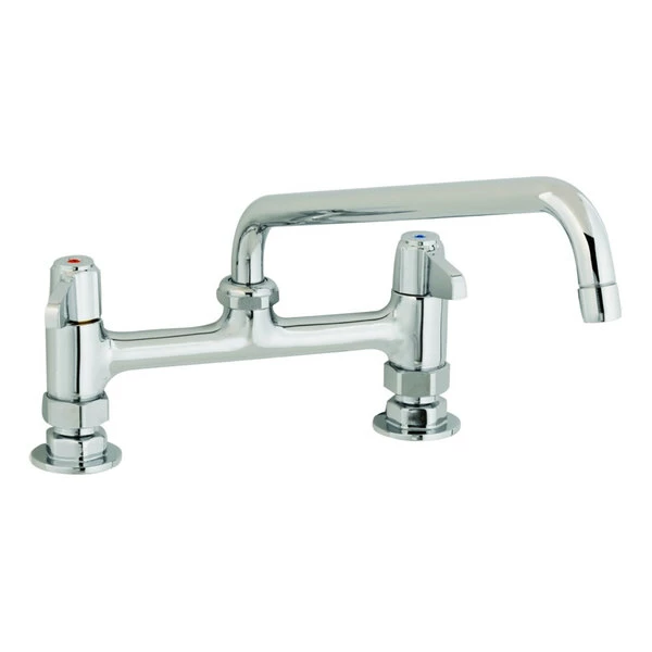 T&S Brass And Bronze Works Equip By T&S 5F-8DLS10 Deck Mount Mixing Faucet With Lever Handles And 10 1/8" Swing Nozzle On 8" Centers