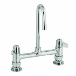 T&S Brass And Bronze Works Equip By T&S 5F-8DLS03 Deck Mounted Faucet With 2 13/16" Gooseneck Spout, 8" Centers, Laminar Flow Device, And Lever Handles