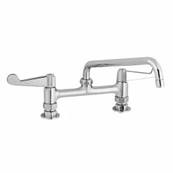 T&S Brass And Bronze Works Equip By T&S 5F-8DWS10 Deck Mount Mixing Faucet With Wrist Action Handles And 10 1/8" Swing Nozzle On 8" Centers