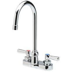 Zurn Z812B1-XL AquaSpec Deck Mount Faucet With 4" Centers, 5 3/8" Gooseneck Spout (2.2 GPM), Ceramic Cartridge, And Lever Handles
