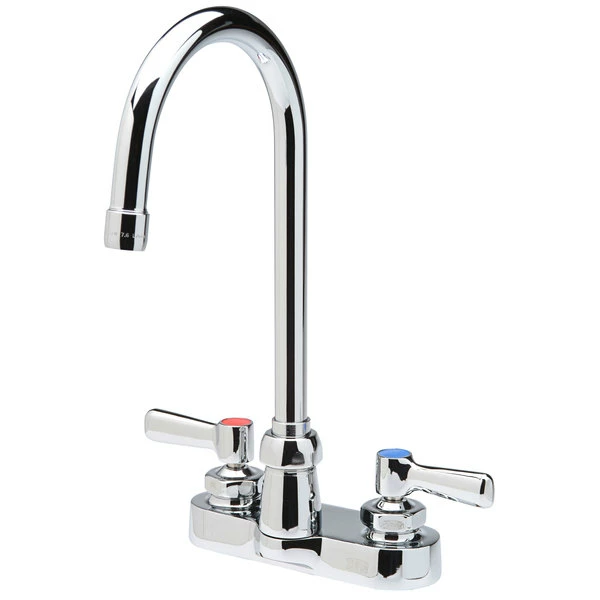 Zurn Z812B1-XL AquaSpec Deck Mount Faucet With 4" Centers, 5 3/8" Gooseneck Spout (2.2 GPM), Ceramic Cartridge, And Lever Handles