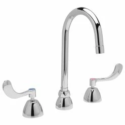 Zurn Z831B4-XL AquaSpec Deck Mount Faucet With Widespread Base, 5 3/8" Gooseneck Spout (2.2 GPM), Ceramic Cartridge, And Wrist Handles