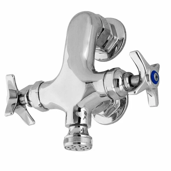 T&S Brass And Bronze Works T&S B-0810 Wall Mount Faucet With 3 1/8" Vertical Spout, 2.2 GPM Rosespray Outlet, And Adjustable 3" Centers