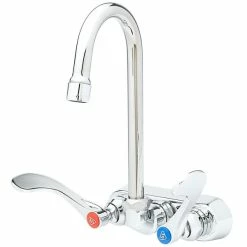 T&S Brass And Bronze Works T&S B-1146-02A-CR4 Wall Mounted Workboard Faucet With 4 3/8" Gooseneck Spout And Wrist Handles