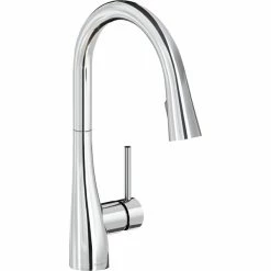 Elkay LKGT4083CR Gourmet Deck Mount Chrome Kitchen Faucet With Pull-Down Spray Head And Forward Lever Handle