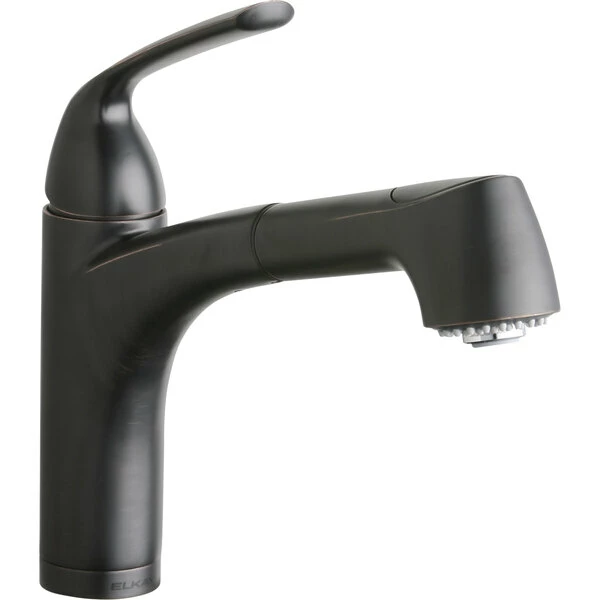 Elkay LKGT1042RB Gourmet Deck Mount Oil-Rubbed Bronze Bar Faucet With Pull-Out Spray Head And Lever Handle