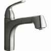 Elkay LKGT1042NK Gourmet Deck Mount Brushed Nickel Bar Faucet With Pull-Out Spray Head And Lever Handle