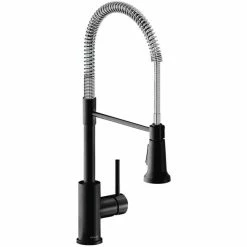 Elkay LKAV2061MBCR Avado Deck Mount Matte Black And Chrome Kitchen Faucet With Semi-Professional Spout And Forward Lever Handle