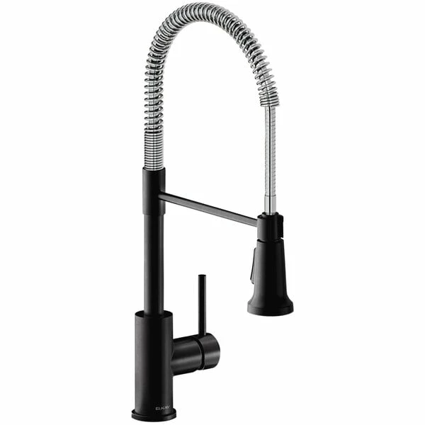 Elkay LKAV2061MBCR Avado Deck Mount Matte Black And Chrome Kitchen Faucet With Semi-Professional Spout And Forward Lever Handle