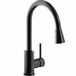 Elkay LKAV3031BK Avado Deck Mount Black Kitchen Faucet With Pull-Down Spray Head And Forward Lever Handle